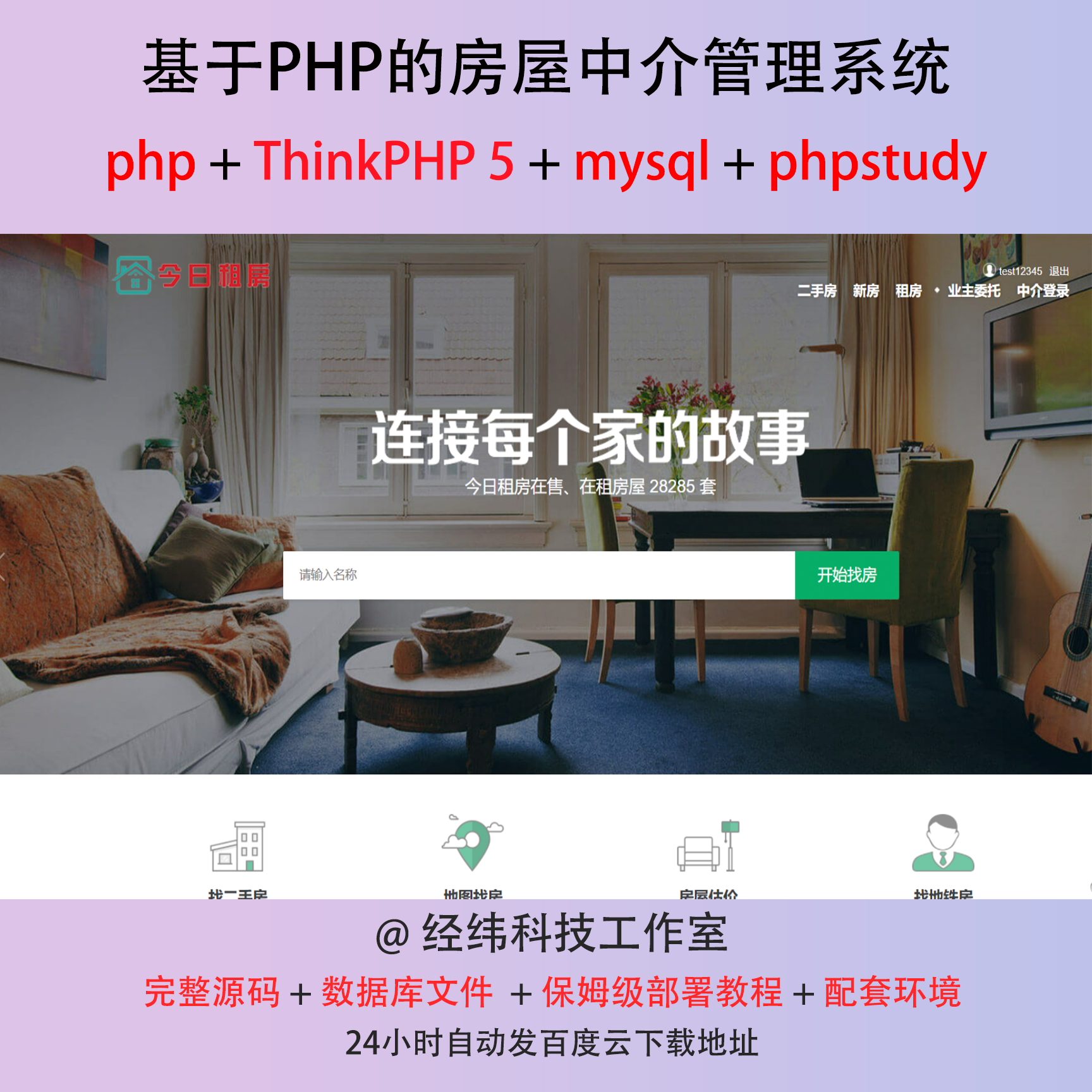php thinkphp 5 房屋中介管理系统在线网上平台网站程序源代码