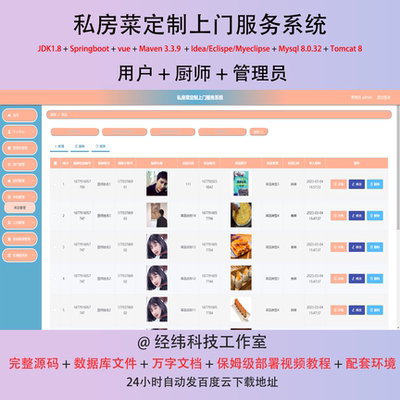 java springboot vue2 私房菜定制上门服务系统 管理系统平台网站