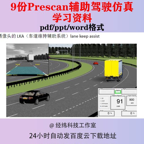 Prescan辅助驾驶仿真学习资料汽车模拟车辆自动控制搭建模型智能