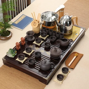 廠家批發(fā)功夫茶具套裝 家用整套紫砂四合一體電磁爐全自動(dòng)實(shí)木茶盤