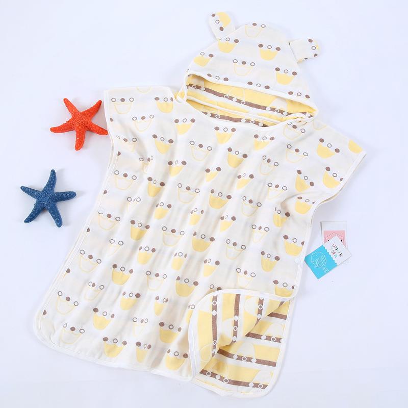 四浴童袍洗纱布浴巾包巾婴幼儿层连帽婴童浴巾斗篷幼儿园澡浴巾