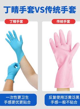 蓝色丁UAC套腈居家日用手 厨房耐油防水防乳滑工作 餐饮胶手污套