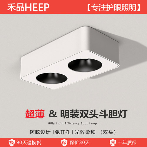 明装双头斗胆灯超薄极简筒射灯