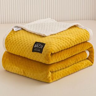 珊瑚绒毯加厚三层毛毯厚款加绒ab版冬天宿舍办公室单人盖毯午休i.