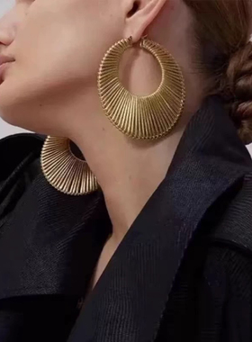 张韶涵同款欧美复古夸张编织耳环个性时髦高级气质百搭耳圈女轻奢