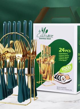 Western stainless steel tableware 24pcs knife fork and spoon