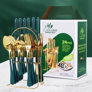 Western stainless steel tableware 24pcs knife fork and spoon