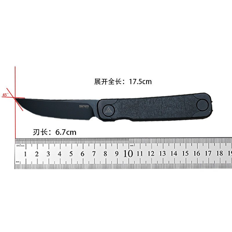SRM 三刃木外贸回流版本131-GT户外EDC折叠水果刀14C28N钢G10手柄