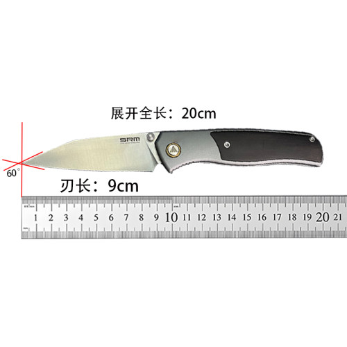 SRM 三刃木 259L-AG 铝合金折叠刀14c28n钢美国回流木柄EDC水果刀