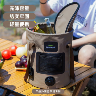 户外折叠水桶式水桶带阀门桶野营带盖大容量圆形手提桶钓鱼桶户外