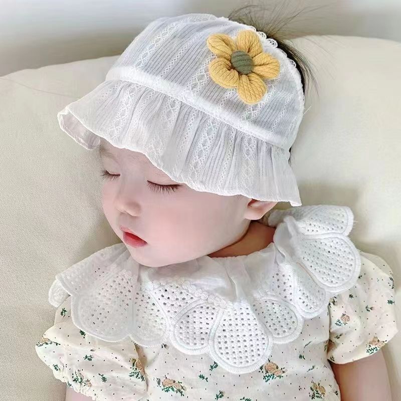婴儿帽子夏季薄款女宝宝遮阳帽防晒遮脑门护卤门帽夏天新生儿胎帽