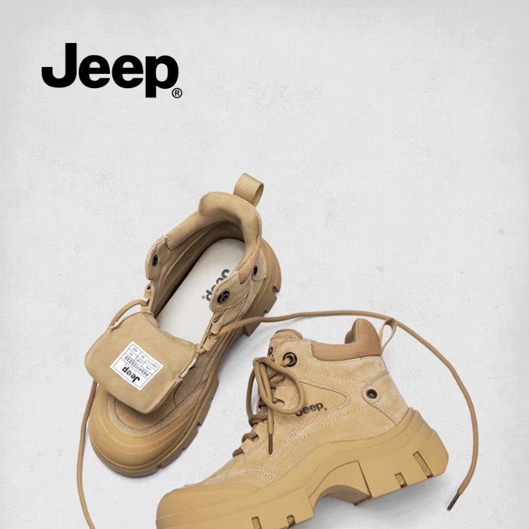 jeep厚底马丁靴女款2025秋冬新款复古增高英伦风机车靴户外登山靴,女鞋,马丁靴,淘宝优惠券,粉丝福利购,淘宝优惠卷