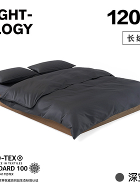 NIGHTOLOGY晚安学120支深空灰双股长绒棉全棉贡缎四件套
