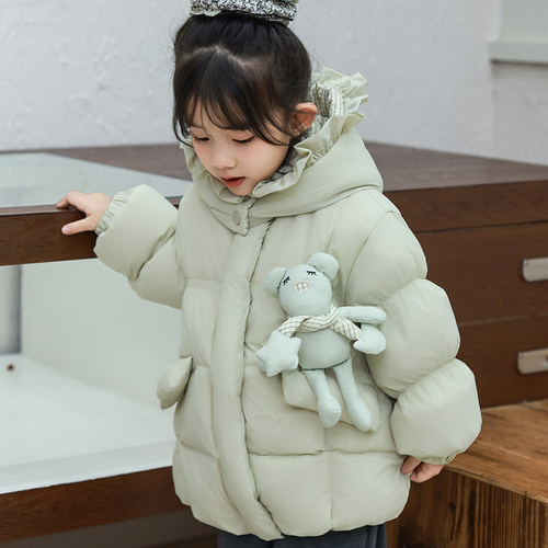 宝宝女童中长款白鸭绒羽绒服