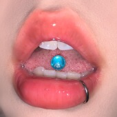 贝壳闪光镭射舌钉钛合金外螺纹可喝酒辣妹穿刺饰品女