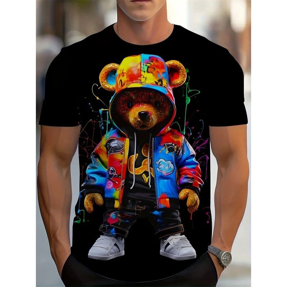 Slim fit 3D digital printed T-shirt for men修身3d数码印花T恤图片