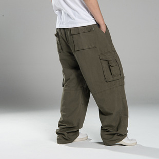 Loose straight tube work pants for men纯色宽松直筒工装长裤男