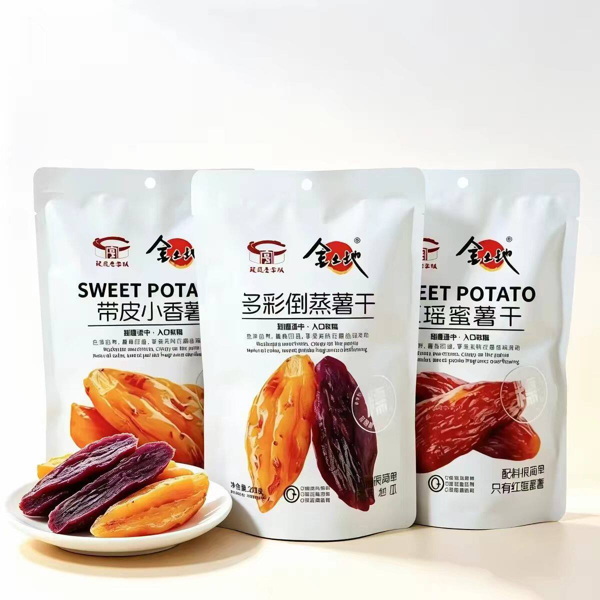 金土地200g袋装红瑶蜜薯带皮小香薯多彩倒蒸薯干地瓜干解馋小零食