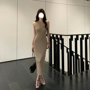 【Fart Shop】温润如玉 修身包臀裙长裙紧身气质针织背心连衣裙女