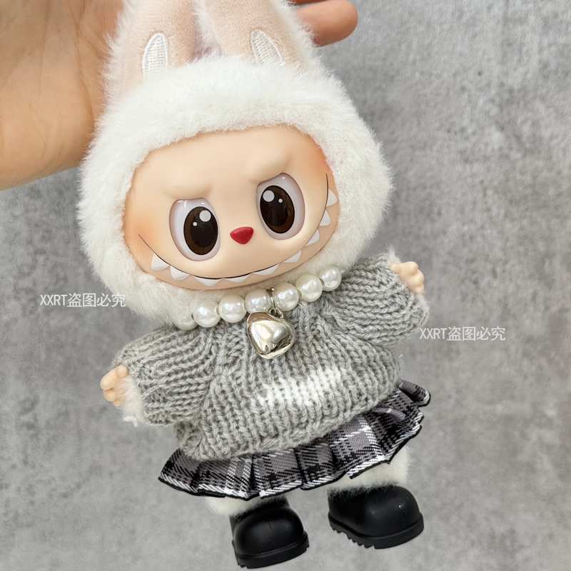 17cm拉布布娃衣裙子毛衣搪胶盲盒娃衣马卡龙坐坐派对休闲套装可爱