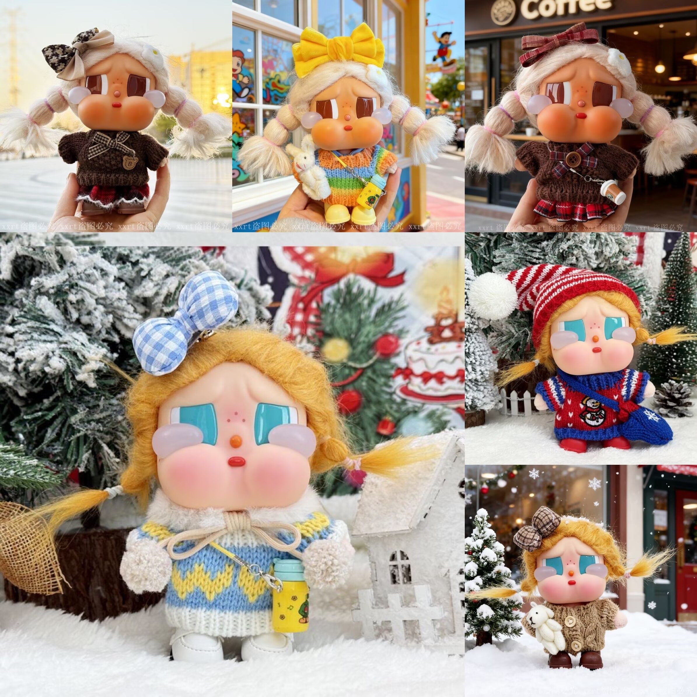 哭娃毛绒娃衣圣诞新年款衣服可爱针织套装潮玩娃娃衣服换装着替