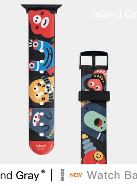 islandgray 黑色小怪兽 适用苹果手表iwatch8 表带apple watch7/se/1/2/3/4/5/6可爱创意通用41/45mm原创设计