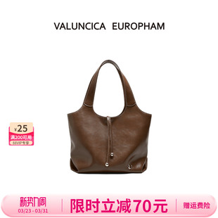Valuncica 大容量通勤托特包复古牛皮单肩包女 华伦西亚可可包新款