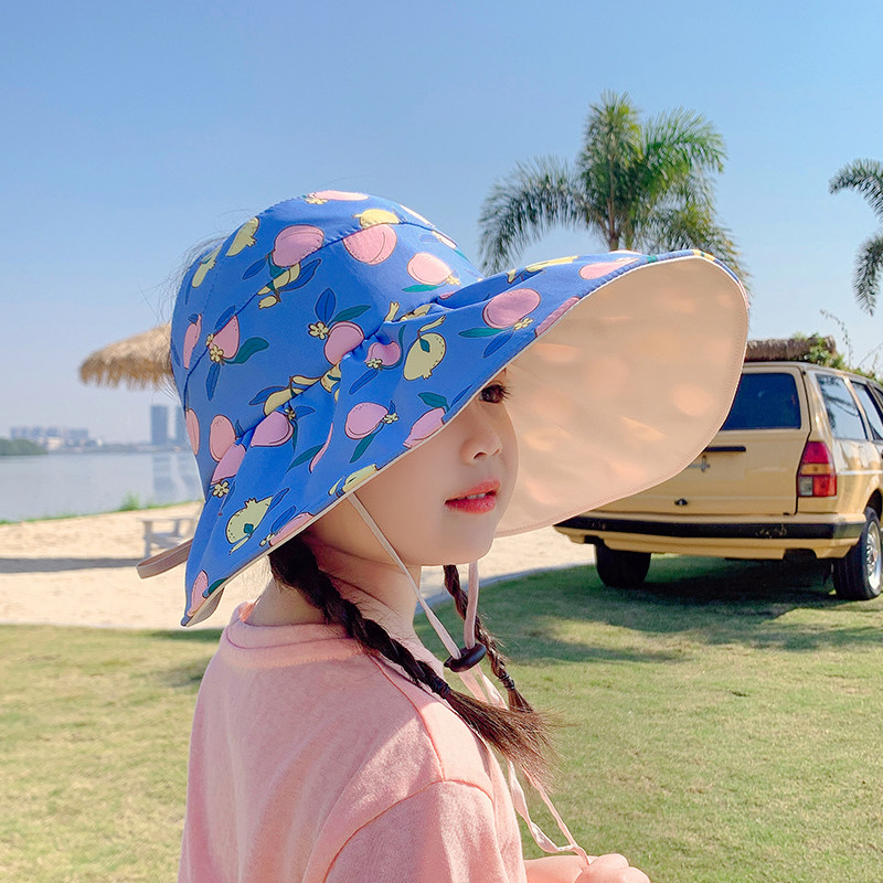 儿童防晒帽夏季男孩女童大檐空顶太阳帽可折叠防紫外线宝宝遮阳帽