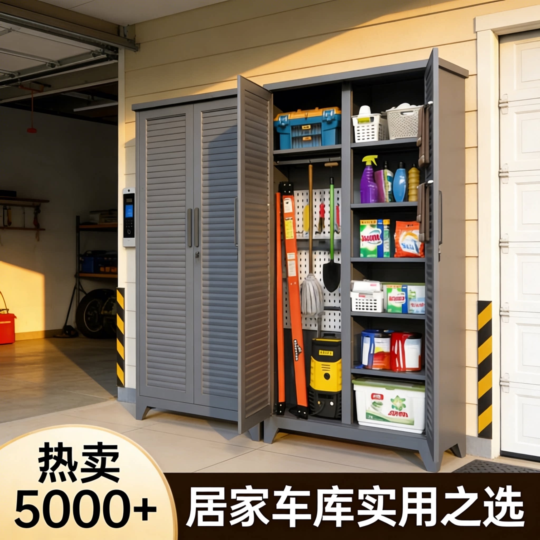 洗车店工具柜多层大容量清洁柜立式户外储物柜防水防晒收纳柜车库