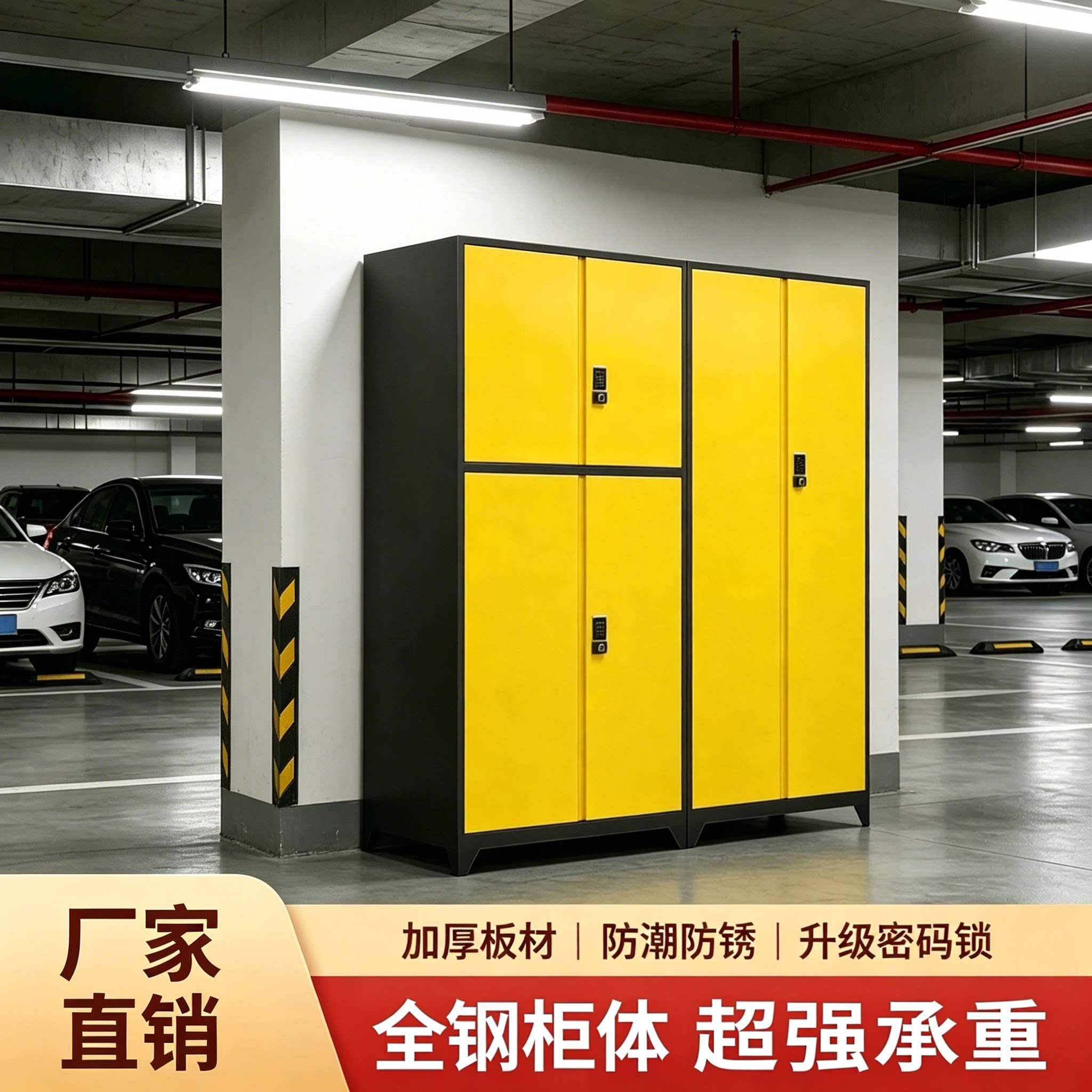 加厚钢制车位柜地下防潮防锈室外带锁工具储物柜渔具收纳柜家政柜