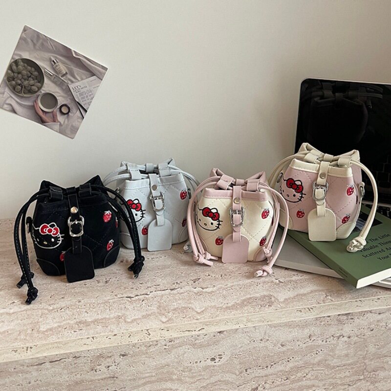 迷你刺绣kitty猫小水桶包新款mini高级单肩耳机口红包女童斜挎包