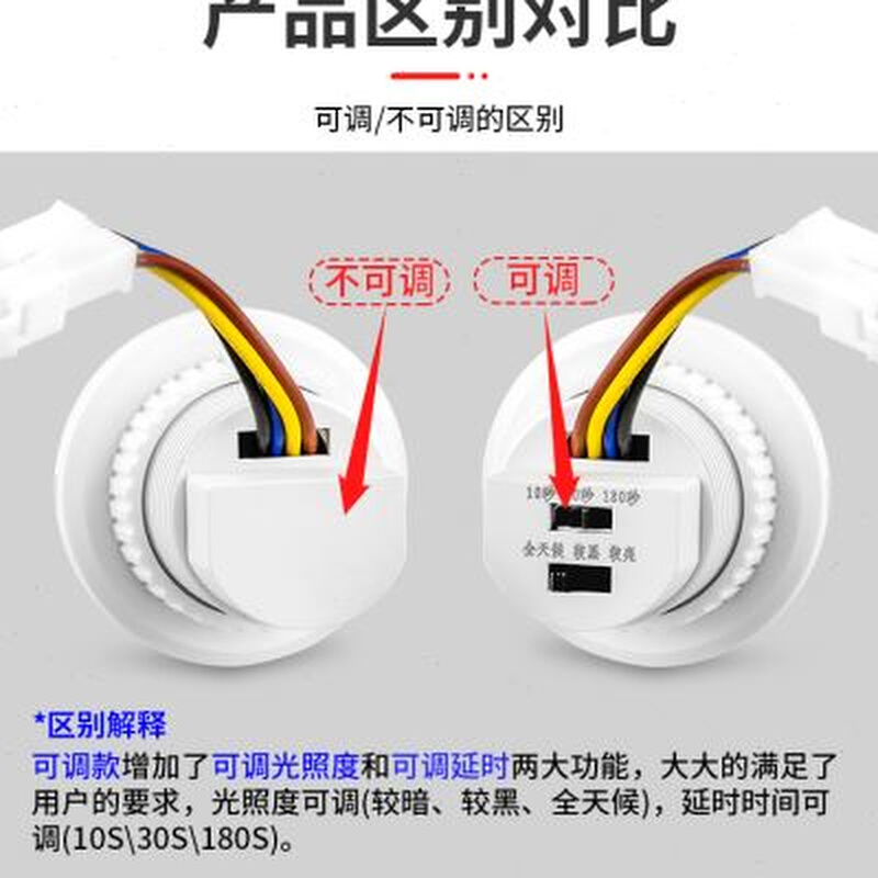 220v红外人体感应器开关小头模块嵌入式暗装探头楼道智能延时声光