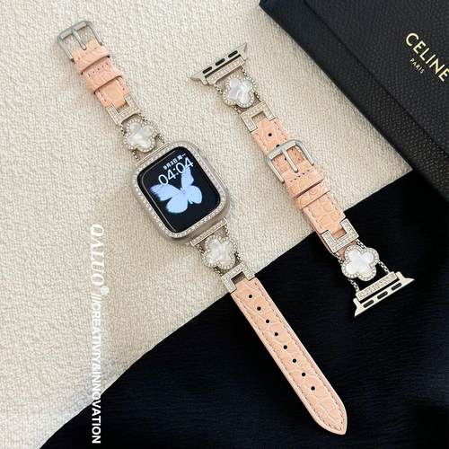 QALUO/千洛iwatch四叶草鳄鱼皮