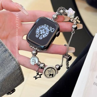 S10不锈钢表带iwatch9苹果手表se8765代41 QALUO春夏新款 watchS11 朋克风〕适用apple 45mm高级感女生 〔甜酷