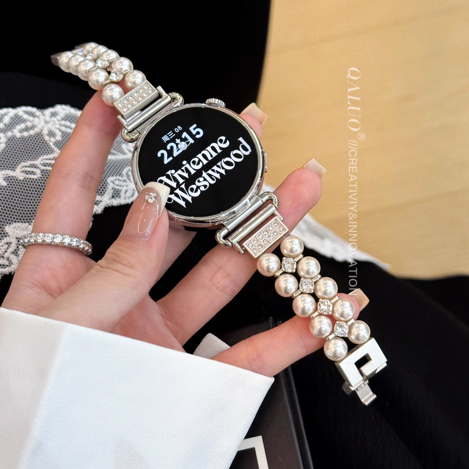 QALUO华为手表小香仿珍珠表带