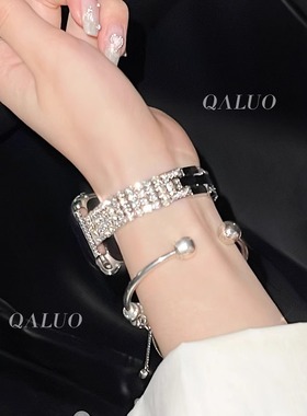 QALUO春夏新款blingbling高级感镶钻表带适用apple watchS11/S10表带iwatch9苹果手表se87654代41/45mm小众女