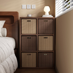 实木格子柜书架落地置物架床头书柜收纳柜一体自由组合卡莱克柜子