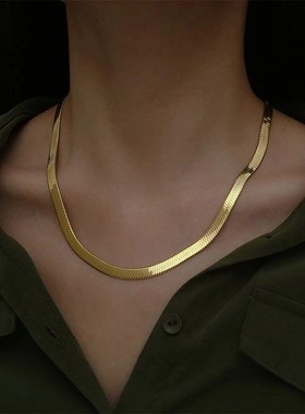 New 925 Sterling silver 18K Gold 4MM Flat chain Necklace for