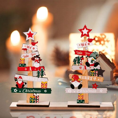 Wooden Xmas Signs: Santa, Snowman & Gnome Decor for Tabletop