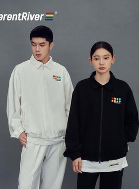 DifferentRiver2023秋冬极简纯色男女同款翻领夹克外套宽休闲夹克