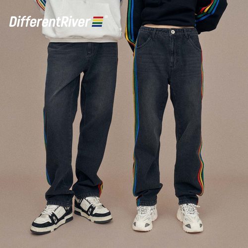 DifferentRiver拉条牛仔长裤