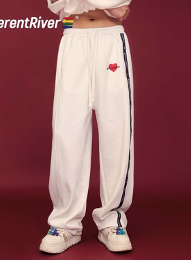 DifferentRiver2023秋冬休闲百搭男女同款抓绒直筒运动休闲卫裤