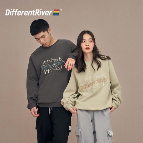 DifferentRiver圆领套头加绒卫衣