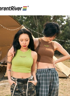 DifferentRiver2023户外高弹螺纹修身春夏短款显瘦运动风内搭背心