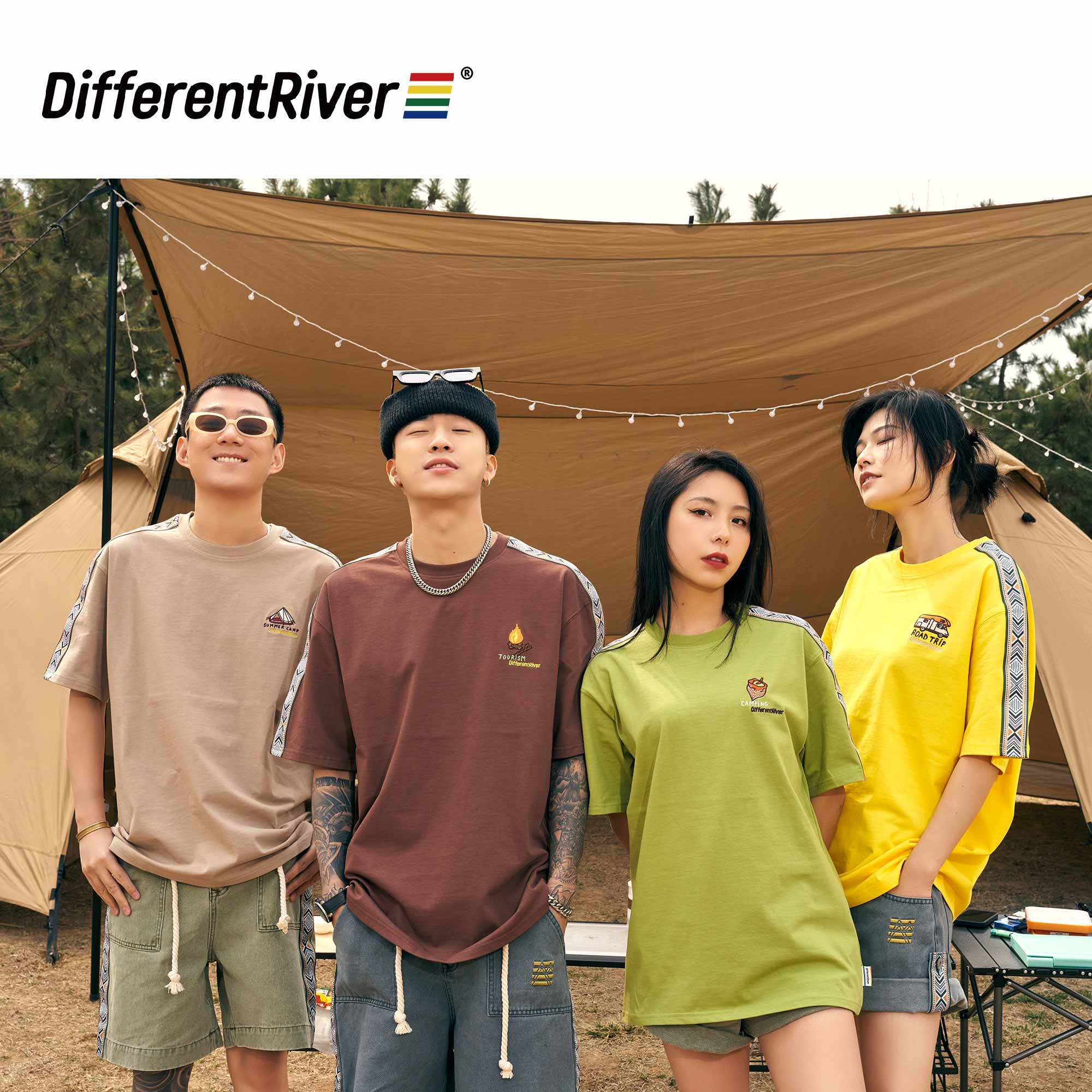 与川复古风织带棉质T恤