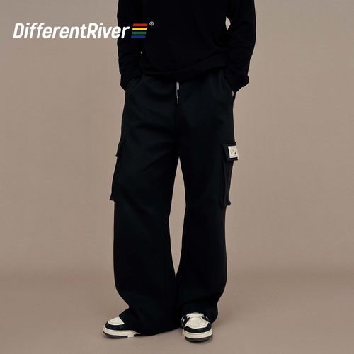 与川工装风阔腿直筒长裤