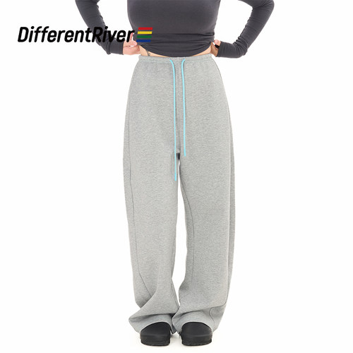 DifferentRiver2024秋冬男女同款简约舒适空气棉阔腿气球裤
