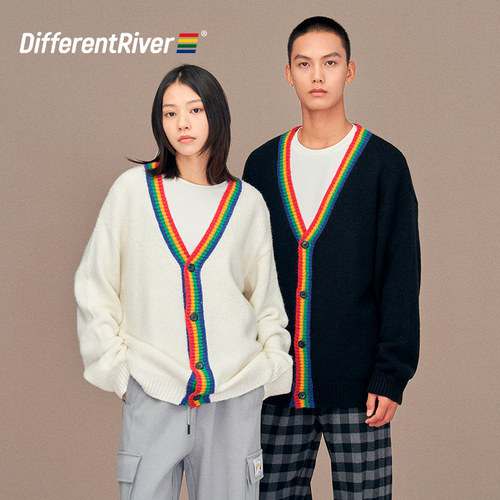 DifferentRiver2023彩虹毛线开衫
