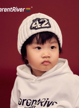 DifferentRiver2023秋冬季儿童款瓦片刺绣防寒保暖护耳朵针织帽