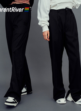 DifferentRiver2023秋冬季男女同款侧开叉休闲高级垂感显瘦西裤